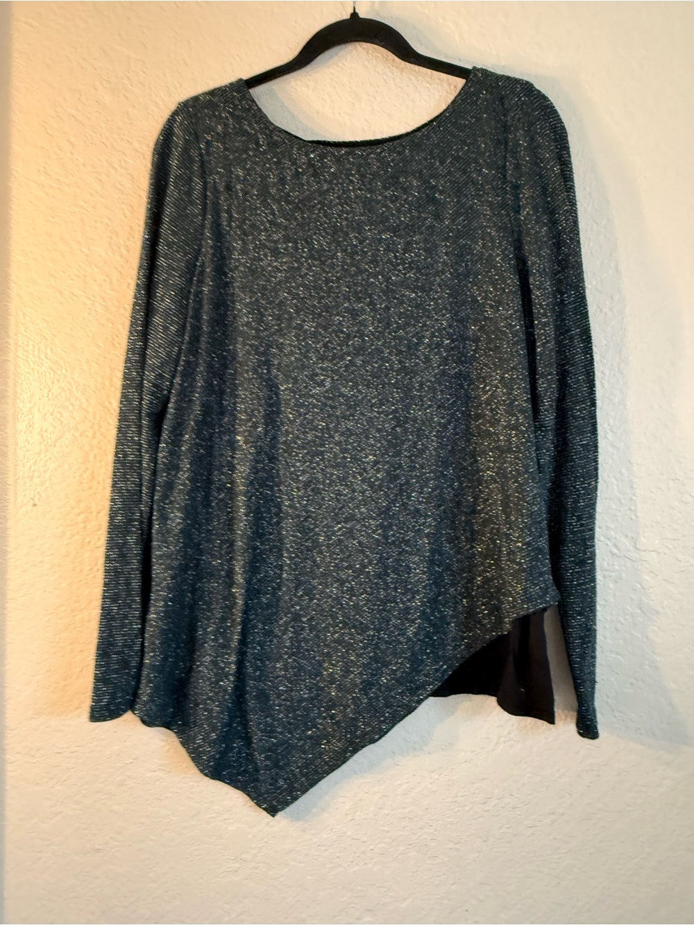 Apt. 9 Green Metallic Asymmetrical Crew Neck Sweater